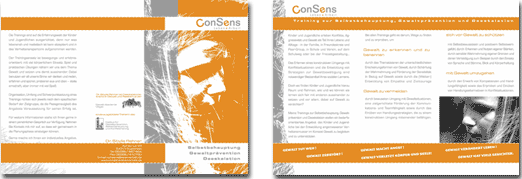 Flyer zum Thema Gewaltprävention für Consens, Gusterath