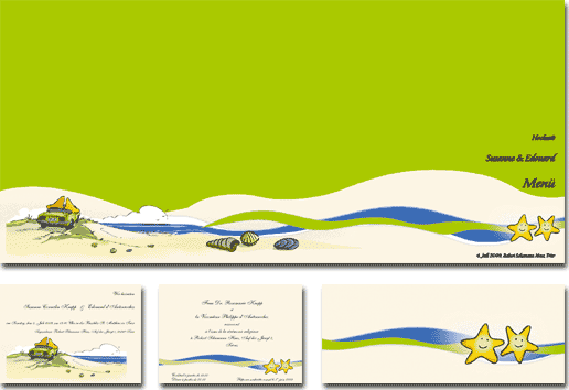 Hochzeits-Einladung, Menü, Liederheft...