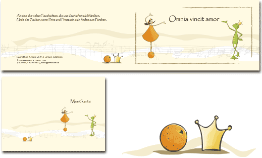 Hochzeits-Einladung, Menü, Liederheft...