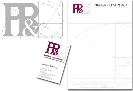 Logotype und Geschäftspapiere für Pierres et Batiments, Nancy